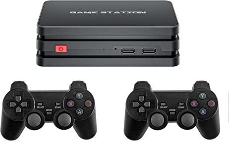 Rendaysa Console per videogiochi M8 Plus, schermo TV HD 4K, supporto HDMI, classico, retrò, 64 GB, 10.000 giochi, console di gioco domestica con doppio controller wireless