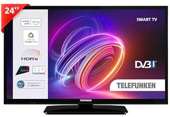 TELEFUNKEN Smart TV 24" HD Ready TE24553B42V2DZ, TV LED 24 Pollici con Alexa Integrata, Compatibile con Alexa e Google Assistant, Digitale DVB-T2, Dolby Vision HDR10, Dolby Audio