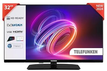 TELEFUNKEN TV 32" HD Ready 32TENSHDZ, TV LED 32 Pollici, Digitale DVB-T2/C/S2, USB, HDMI, uscita audio digitale, Hotel Mode, 2024