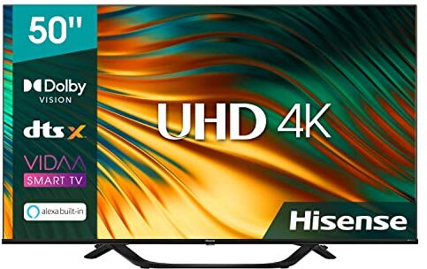 Hisense 50" UHD 4K 50A67H, Smart TV VIDAA 5.0, HDR10+ Decoding, Dolby Vision, VA, Controlli vocali Alexa, Tuner DVB-T2/S2 HEVC 10, lativù 4K