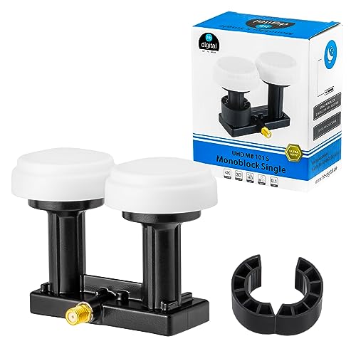 HB-Digital Opticum Set LNB monoblocco , 0,1dB,  LNC Direkt 2 Sat Astra 19,2° Hotbird 13°, Full HD TV 3D Ultra HD 4K, guaina in gomma e spina F dorata