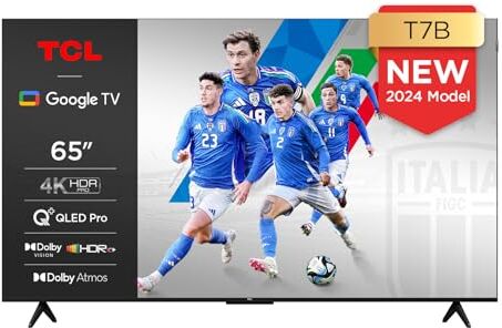 TCL 65T7B, TV QLED 65”, 4K Ultra HD, Google TV (Dolby Vision & Atmos, Controllo vocale hands-free, compatibile con Google assistant & Alexa)