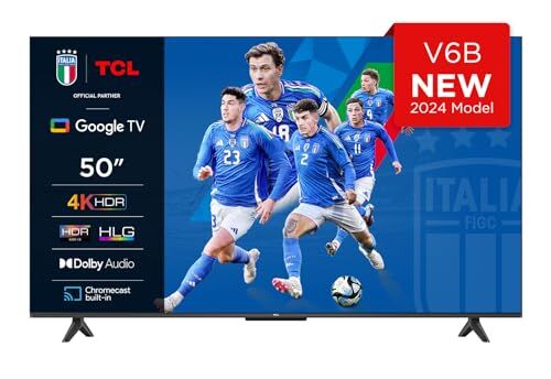 TCL 50V6B TV 50”, 4K HDR, Ultra HD, Google TV con design senza bordi, Dolby Audio, compatibile con Google Assistant e Alexa