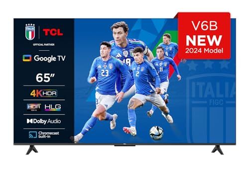TCL 65V6B TV 65”, 4K HDR, Ultra HD, Google TV con design senza bordi, Dolby Audio, compatibile con Google Assistant e Alexa