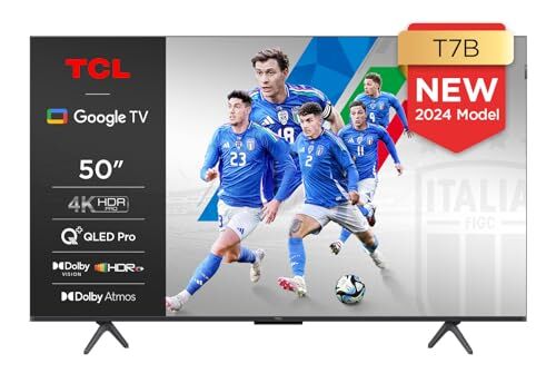 TCL 50T7B, TV QLED 50”, 4K Ultra HD, Google TV (Dolby Vision & Atmos, Controllo vocale hands-free, compatibile con Google assistant & Alexa)