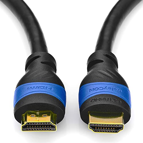deleyCON 25m Cavo HDMI Compatibile con HDMI 2.0a/b/1.4a 4K UHD 2160p (4096x2160 Pixel) Full HD HDTV 1080p HDCP Dolby Ethernet LCD LED OLED Nero