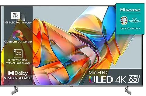 Hisense 65" ULED Mini-LED 4K 2023 65U62KQ, Smart TV VIDAA U6, Dolby Vision, HDR 10+, Game Mode Plus, Alexa Built-in, VIDAA Voice, Tuner DVB-T2/S2 HEVC 10, lativù 4K