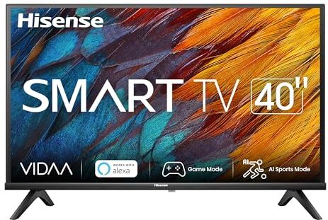 Hisense 40" LCD HD Ready 2023 40A4K, Smart TV VIDAA U6, Compabilità Alexa, Tuner DVB-T2/S2 HEVC 10