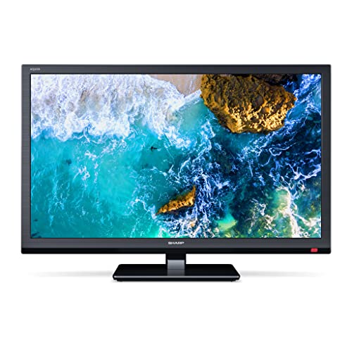 Sharp 24EA4E TV 24" No Smart HD Ready, 2 Ingressi HDMI, Sintonizzatore HD DVB-T;T;C;S;S2 MPEG4 + HEVC;H.265 10 bit, Altoparlanti 2 x 5W, con Piedistallo Centrale, Nero