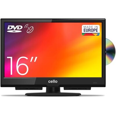 Cello TV LED C1624F da 16 pollici con lettore DVD integrato e altoparlanti Pitch Perfect. Schermo piccolo per cucine, appartamenti e spazi compatti. Alimentazione a rete 240 V. Cello TV LED C1624F da 16 pollici con lettore DVD integrato e altoparlanti Pitch Perfect. Schermo piccolo per cucine, appartamenti e spazi compatti. Alimentazione a rete 240 V.