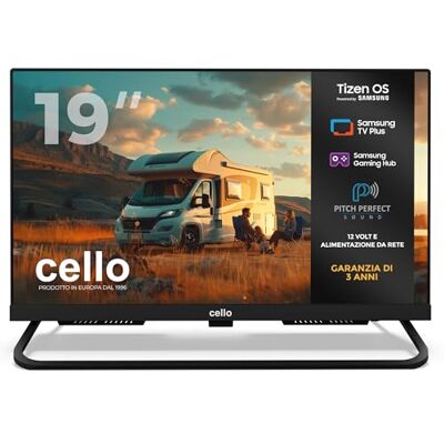 Cello CTRAV-19TZ Smart TV 19" 12V per camper e campeggio, Tizen OS di Samsung, Gaming Hub, altoparlanti Pitch Perfect, Bluetooth, triplo sintonizzatore Cello CTRAV-19TZ Smart TV 19" 12V per camper e campeggio, Tizen OS di Samsung, Gaming Hub, altoparlanti Pitch Perfect, Bluetooth, triplo sintonizzatore