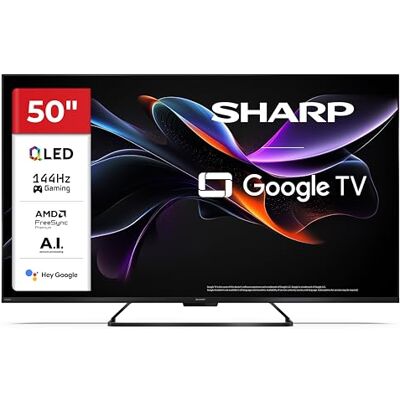 Sharp 50HR7365E GOOGLE TV, 50" UHD, FRAMELESS,144Hz, QLED, HDR10, Dolby Vision HDR, Google Assistant con microfono, Chromecast, Bluetooth, DOLBY Atmos 2x12W, HDMI 2.1 x4, USBx2, Colore nero Sharp 50HR7365E GOOGLE TV, 50" UHD, FRAMELESS,144Hz, QLED, HDR10, Dolby Vision HDR, Google Assistant con microfono, Chromecast, Bluetooth, DOLBY Atmos 2x12W, HDMI 2.1 x4, USBx2, Colore nero