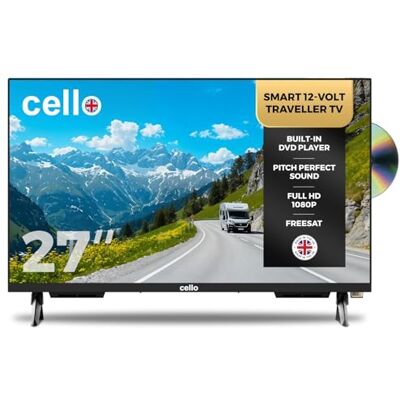 Cello C2725WSF Trav TV Smart Traveller da 27 pollici 12V con DVD, 230V, WebOS, Freeview Play, Perfect Pitch Sound, ideale per roulotte e camper, prodotta nel Regno Unit Cello C2725WSF Trav TV Smart Traveller da 27 pollici 12V con DVD, 230V, WebOS, Freeview Play, Perfect Pitch Sound, ideale per roulotte e camper, prodotta nel Regno Unit