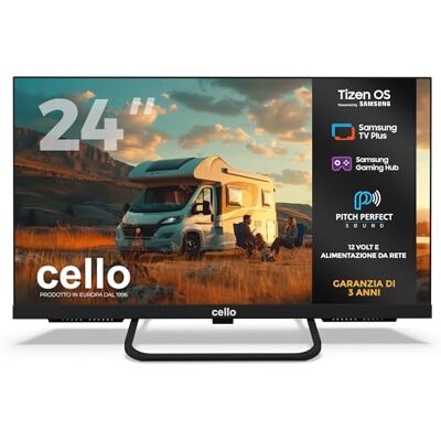 Cello CTRAV-24TZ Smart TV LED 24" 12V per camper e campeggio, Tizen OS di Samsung, Gaming Hub, altoparlanti Pitch Perfect, Bluetooth, triplo sintonizzatore Cello CTRAV-24TZ Smart TV LED 24" 12V per camper e campeggio, Tizen OS di Samsung, Gaming Hub, altoparlanti Pitch Perfect, Bluetooth, triplo sintonizzatore