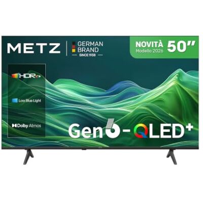 Metz Smart TV QLED 50 pollici con Google TV, QLED di sesta generazione, 4K UHD, HDR10+, Dolby Vision, Dolby Atmos, Eye Care, DVB-T/T2/C/S/S2 HEVC Main10 CI+ (50MQH7500Z, nuovo modello 2026) Metz Smart TV QLED 50 pollici con Google TV, QLED di sesta generazione, 4K UHD, HDR10+, Dolby Vision, Dolby Atmos, Eye Care, DVB-T/T2/C/S/S2 HEVC Main10 CI+ (50MQH7500Z, nuovo modello 2026)