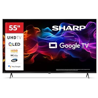 Sharp 55HP5365E GOOGLE TV, 55" UHD, FRAMELESS, 60Hz, QLED, HDR10, Dolby Vision HDR, Google Assistant con microfono, Chromecast, Bluetooth, DOLBY Atmos 2x12W, HDMI 2.1 x4, USBx2, Colore nero Sharp 55HP5365E GOOGLE TV, 55" UHD, FRAMELESS, 60Hz, QLED, HDR10, Dolby Vision HDR, Google Assistant con microfono, Chromecast, Bluetooth, DOLBY Atmos 2x12W, HDMI 2.1 x4, USBx2, Colore nero