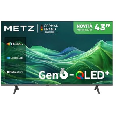 Metz Smart TV QLED 43 pollici con Google TV, QLED di sesta generazione, 4K UHD, HDR10+, Dolby Vision, Dolby Atmos, Eye Care, DVB-T/T2/C/S/S2 HEVC Main10 CI+ (43MQH7500Z, nuovo modello 2026) Metz Smart TV QLED 43 pollici con Google TV, QLED di sesta generazione, 4K UHD, HDR10+, Dolby Vision, Dolby Atmos, Eye Care, DVB-T/T2/C/S/S2 HEVC Main10 CI+ (43MQH7500Z, nuovo modello 2026)