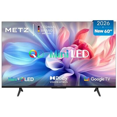 Metz 60 Pollici QD-MiniLED Smart TV con Google TV Full Array Local Dimming QLED Dolby Atmos Dolby Vision MEMC HDR 10+ UHD DVB-T/T2/C/S/S2 HEVC Main10 Ci+ (MNH7000Z, 2026 Nuovo Modello) Metz 60 Pollici QD-MiniLED Smart TV con Google TV Full Array Local Dimming QLED Dolby Atmos Dolby Vision MEMC HDR 10+ UHD DVB-T/T2/C/S/S2 HEVC Main10 Ci+ (MNH7000Z, 2026 Nuovo Modello)