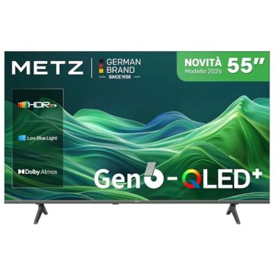 Metz Smart TV QLED 55 pollici con Google TV, QLED di sesta generazione, 4K UHD, HDR10+, Dolby Vision, Dolby Atmos, Eye Care, DVB-T/T2/C/S/S2 HEVC Main10 CI+ (55MQH7500Z, nuovo modello 2026) Metz Smart TV QLED 55 pollici con Google TV, QLED di sesta generazione, 4K UHD, HDR10+, Dolby Vision, Dolby Atmos, Eye Care, DVB-T/T2/C/S/S2 HEVC Main10 CI+ (55MQH7500Z, nuovo modello 2026)