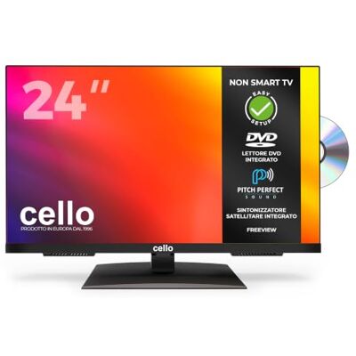 Cello C2424F TV LED Full HD da 24 pollici con lettore DVD integrato, Freeview, design frameless, ricevitore satellitare HD, altoparlanti Pitch Perfect, registrazione USB, ideale per la cucina Cello C2424F TV LED Full HD da 24 pollici con lettore DVD integrato, Freeview, design frameless, ricevitore satellitare HD, altoparlanti Pitch Perfect, registrazione USB, ideale per la cucina