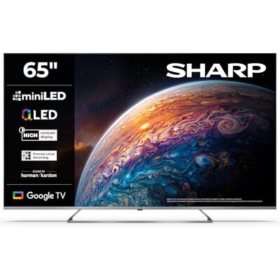Sharp 65" TV MiniLED QLED 4K UHD Google TV Dolby Vision – 65JP7365E Google TV MiniLED QLED con local dimming, Dolby Vision, Dolby Atmos e sistema audio Harman Kardon Sharp 65" TV MiniLED QLED 4K UHD Google TV Dolby Vision – 65JP7365E Google TV MiniLED QLED con local dimming, Dolby Vision, Dolby Atmos e sistema audio Harman Kardon