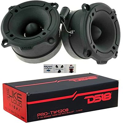 DS18 2 PRO-TW120B super bullet tweeter neri in alluminio da 120 watt rms e 240 watt max da 7,90 cm di diametro impedenza 4 ohm sensibilità 103 db, a coppia + 2 condensatori e 3 sticker omaggio DS18 2 PRO-TW120B super bullet tweeter neri in alluminio da 120 watt rms e 240 watt max da 7,90 cm di diametro impedenza 4 ohm sensibilità 103 db, a coppia + 2 condensatori e 3 sticker omaggio