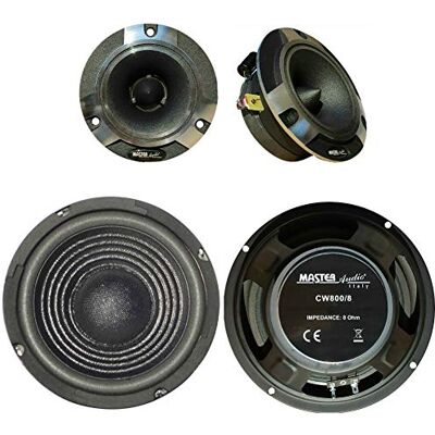 MASTER AUDIO Kit casa con 2 woofer CW800/8 da 20,00 cm 8 ohm 150 watt rms 300 watt max + 2 tweeter BST11/8 da 9,80 cm 8 ohm 175 watt rms 350 watt max, kit a coppia MASTER AUDIO Kit casa con 2 woofer CW800/8 da 20,00 cm 8 ohm 150 watt rms 300 watt max + 2 tweeter BST11/8 da 9,80 cm 8 ohm 175 watt rms 350 watt max, kit a coppia