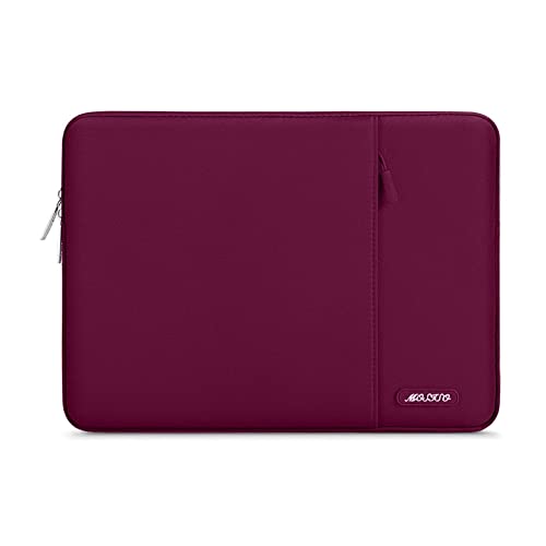 MOSISO Laptop Custodia Borsa 13-13,3 Pollici Notebook Compatibile con MacBook Air/Pro,Compatibile con MacBook Pro 14 M3 M2 M1 Pro Max 2024-2021,Poliestere Manica Verticale con Tasca, Vino Rosso