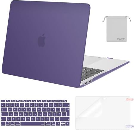 MOSISO Case Compatibile con MacBook Air 13 Pollici Retina 2022 2021-2018 A2337 M1 A2179 A1932, Custodia Rigida in Plastica&Tastiera Cover&Proteggi Schermo&Borsa Portaoggetti, Imperiale Viola