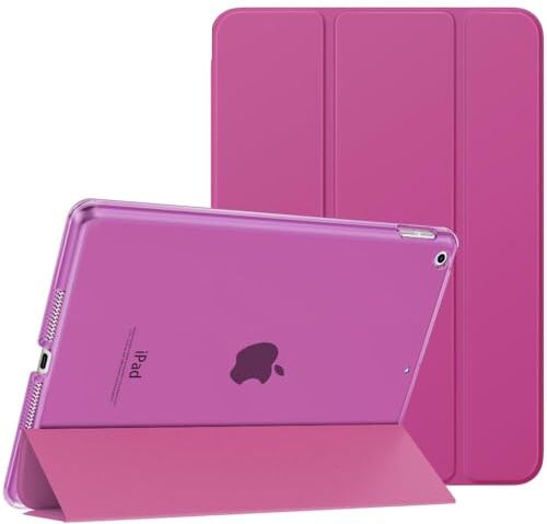 MoKo Cover per Nuovo iPad 9 2021 / iPad 8 2020 / iPad 7 2019, iPad 10.2 Case Ultra Sottile Leggero Custodia in Tri-fold Auto Sveglia/Sonno con Retro Semi-trasparente Rigido, Lampone