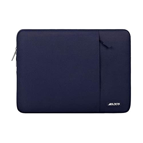 MOSISO Laptop Custodia Borsa Compatibile con MacBook Air 15 Pollici M3 A3114 M2 A2941 2024 2023/Pro A1990 A1707,Surface Laptop 15,HP Stream 14,Poliestere Manica Verticale con Tasca, Blu Navy