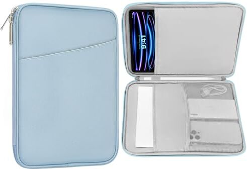 MoKo 12.9 Pollice Custodia Protettiva Compatibile con MacBook PRO 13" M1 2016-2020, MacBook Air 13" M1 2018-2020, Borsa Tablet in Poliestere con Chiusura Lampo Portatile con Tasca, Blu nebbioso