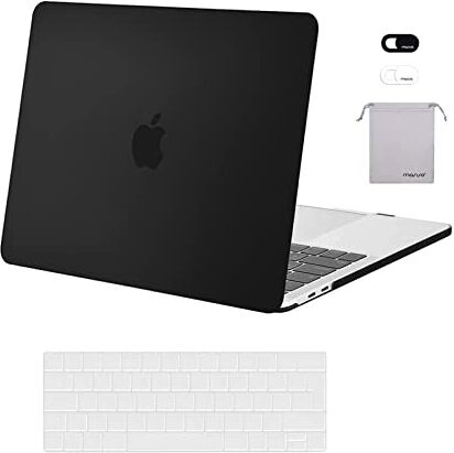 MOSISO Case Compatibile con MacBook PRO 13 Pollici M2 M1 2023-2016 A2338 A2289 A2251 A2159 A1989 A1706 A1708,Plastica Custodia Rigida&Tastiera Cover&Webcam Coperchio&Borsa Portaoggetti,Nero