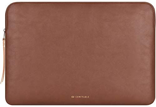 Comfyable Slim Protective Laptop Sleeve 13-14 Inch Compatible with 14in MacBook Pro 2021 M1 A2442, All 13-13.3 Inch MacBook Pro & MacBook Air, PU Leather Bag Waterproof Cover Case for Mac, Brown