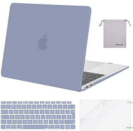 MOSISO Case Compatibile con MacBook Air 13 Pollici Retina 2022 2021-2018 A2337 M1 A2179 A1932, Custodia Rigida in Plastica&Tastiera Cover&Proteggi Schermo&Borsa Portaoggetti, Grigio Lavanda