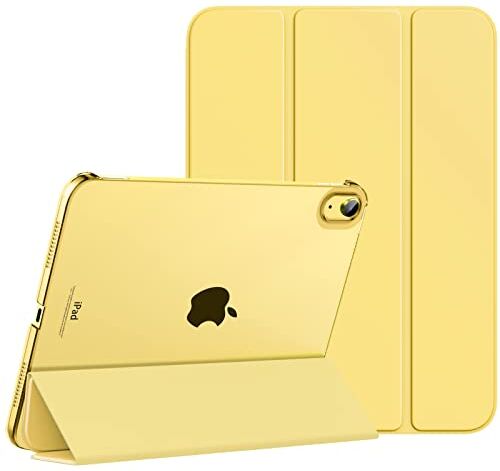 MoKo Custodia Compatibile con iPad 10 Generazione 2022 iPad 10,9", Custodia con Coperchio Tripieghevole, Retro Traslucido in Pelle PU e PC, Auto Riattivazione e Standb, Giallo Chiaro