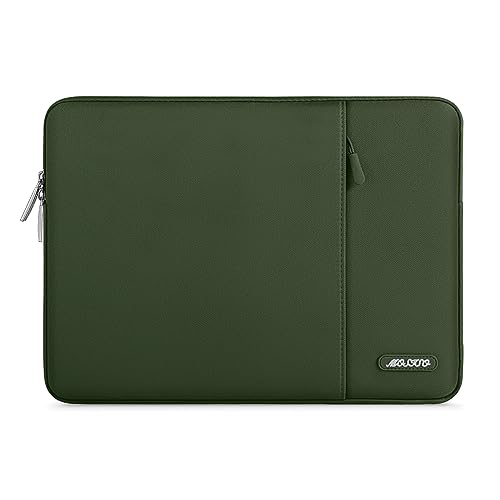 MOSISO Laptop Custodia Borsa 13-13,3 Pollici Notebook Compatibile con MacBook Air/Pro,Compatibile con MacBook Pro 14 M3 M2 M1 Pro Max 2024-2021,Poliestere Manica Verticale con Tasca, Militare Verde