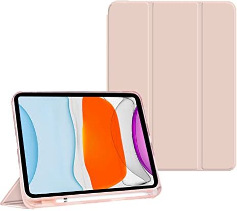 JOYLYJOME Compatibile con iPad (9,7 pollici), custodia pieghevole a Y con scomparto per penne, materiale acrilico, rosa