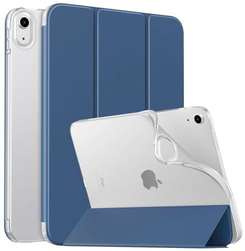 MoKo Custodia Protettiva Compatibile con iPad 10a generazione 10,9 pollici 2022, Retro Trasparente in TPU Cover Ultra Sottile Leggera, Sostegno, Auto Riattivazione/Standby, Grigio Blu