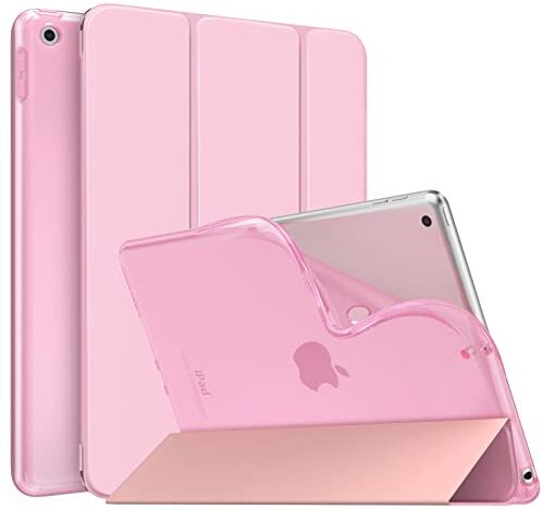 MoKo Cover per Nuovo iPad 10,2" iPad 9a generazione 2021/8a/7a Gen. 2022/2019, Custodia Ultra Sottile Leggero Tri-fold Auto Sveglia/Sonno con Retro Semi-trasparente in TPU, Fiore Rosa