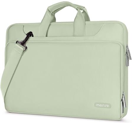 MOSISO 360 Protezione Laptop Spalla Borsa Compatibile con MacBook Air 15 Pollici M2 A2941 2023/Pro 16 2023-2019,15-15,6 Pollici Notebook,Matching Colore Sleeve con Cintura,Salvia Verde