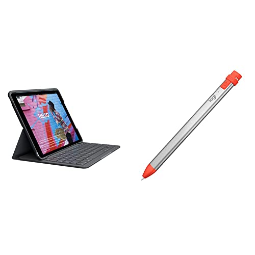 Logitech Slim Folio custodia con tastiera per iPad (7a gen 2019   8a gen 2020   9a gen 2021) Crayon matita digitale per tutti gli iPad (versioni 2018 e successive) ITA QWERTY