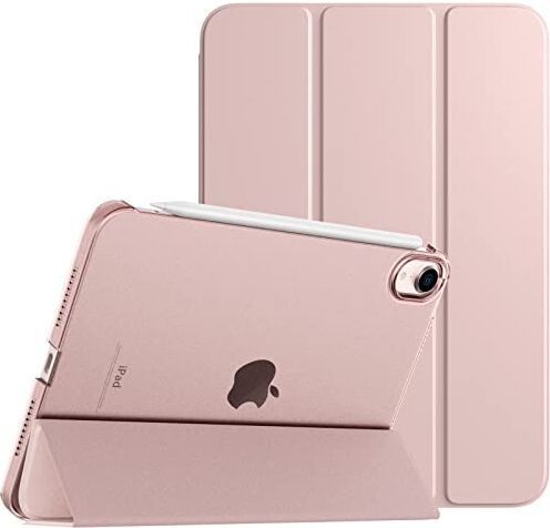 TiMOVO Custodia Compatibile Nuovo iPad Mini 6a Gen, iPad Mini 6 Cover(8,3 Pollici, 2021), PU Pelle Cover Tablet, Custodia con Avvio/Arresto Automatico, Carica 2a iPencil, Rosa Trasparente