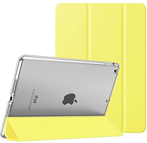 MoKo Cover per Nuovo iPad 9a Gen 2021 / 8a Gen 2020 / 7a Gen 2019, iPad 10.2 Case Ultra Sottile Leggero Custodia in Tri-fold Auto Sveglia/Sonno con Retro Semi-trasparente Rigido, Giallo Chiaro