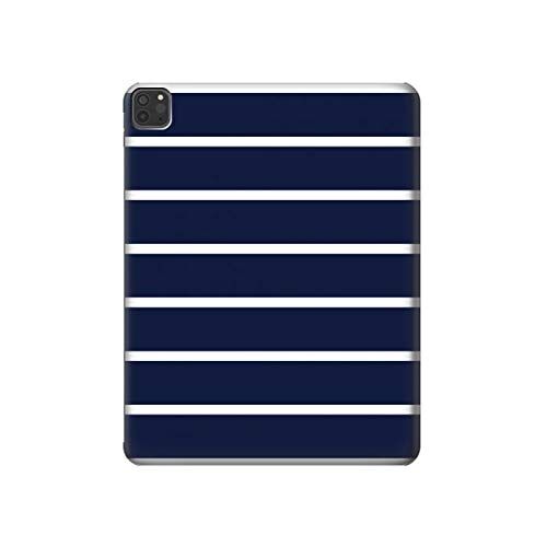 Innovedesire Navy White Striped Tablet Case Cover Custodia per iPad PRO 11 (2018,2020,2021), iPad Air 4 (2020), iPad Air (2020)