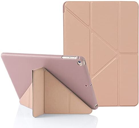 MuyDouxTech MuyDoux Custodia Origami per iPad 9,7 pollici 6a 5a Generazione 2018/2017, iPad 9,7" Air 1 / iPad Air 2, Angoli di Visione Multipli 5 in 1, Cover Posteriore Flessibile, Auto Svegliati/Sonno, Oro Rosa