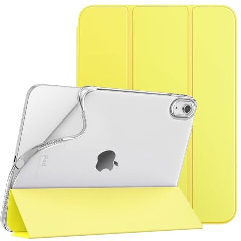 TiMOVO Custodia Compatibile con iPad 10 Generazione 10,9" 2022, iPad Smart Cover in PU con Supporto, Funzione di Auto Sveglia/Sonno, Retro in TPU Morbido, Amarillo Limone