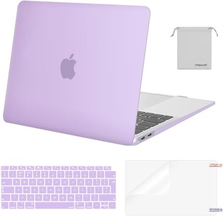 MOSISO Case Compatibile con MacBook Air 13 Pollici Retina 2022 2021-2018 A2337 M1 A2179 A1932, Custodia Rigida in Plastica&Tastiera Cover&Proteggi Schermo&Borsa Portaoggetti, Viola