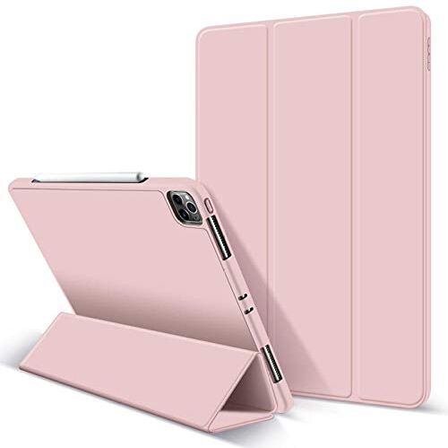 Huiran Custodia Cover per iPad Pro 12.9 4th 2020 Smart Tablet Auto Sleep/Wake Stand Supporti A2229 A2069 A2232 Protettivo con pellicola rosa_11_2018_2020