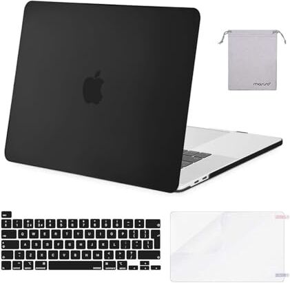 MOSISO Custodia Rigida Compatibile con MacBook PRO 16 Pollici 2020 2019 A2141 con Touch Bar e Touch ID, Cover&Tastiera Cover&Proteggi Schermo&Stoccaggio Borse, Nero